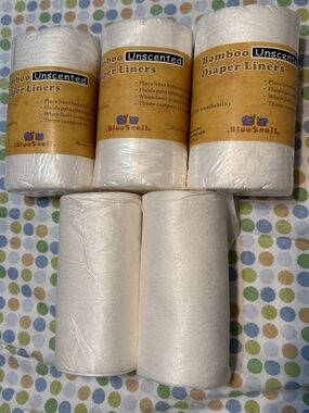 BlueSnail Bamboo Unscented Diaper Liners - White